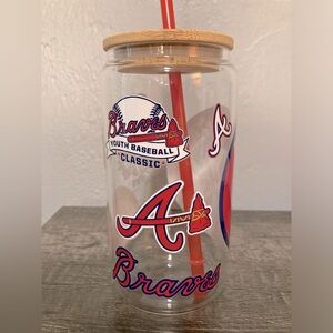 Atlanta Braves Logo Handcrafted Glass Tumbler
